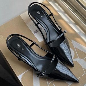 Zara slingback buckle kitten heels